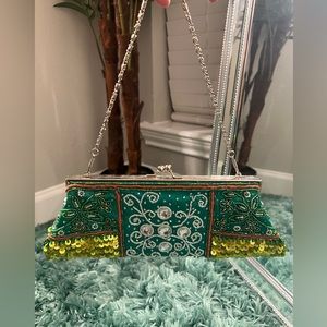 Green sparkly purse super cute I love all the beading and detail!!